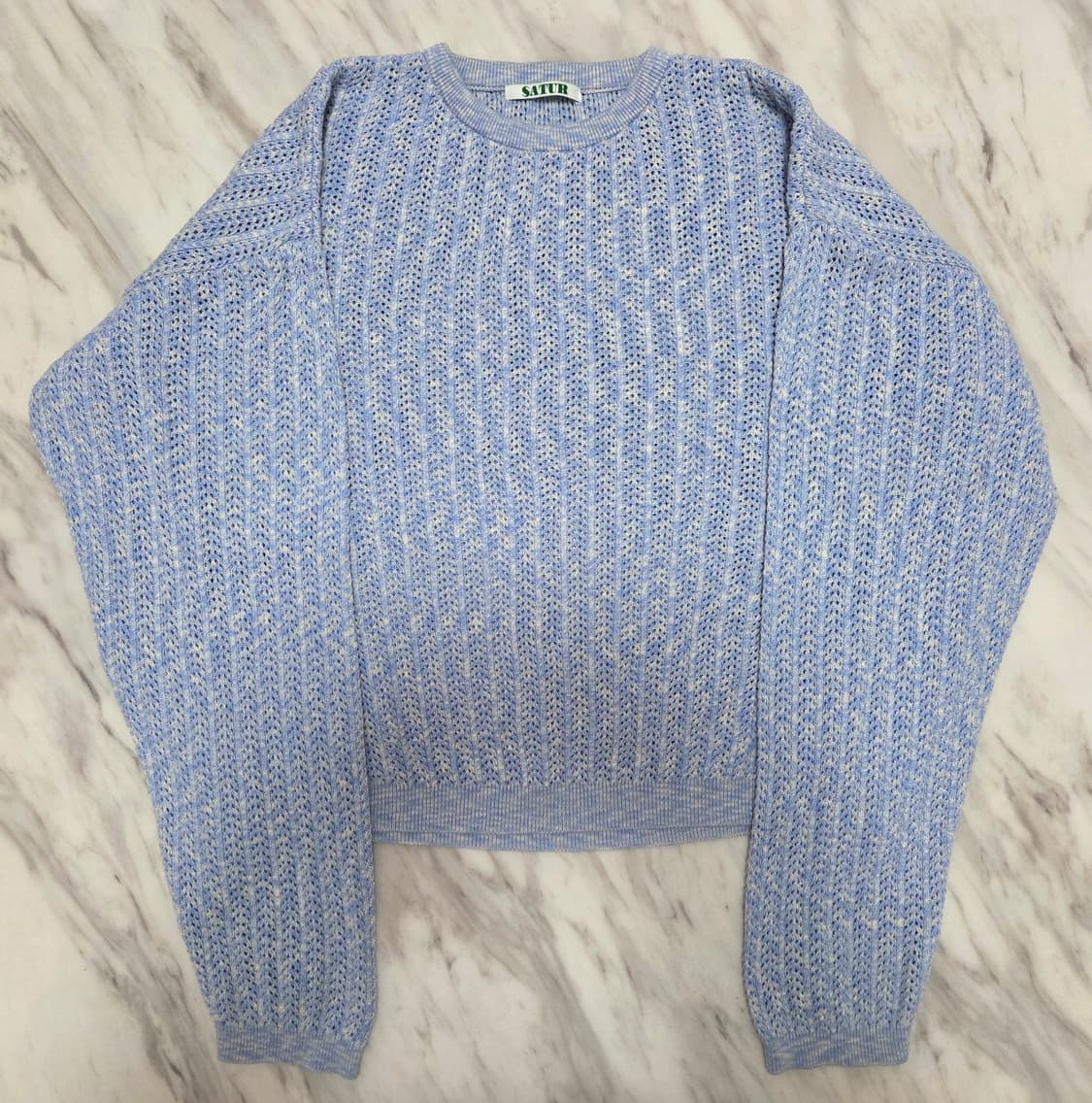 세터 내츄럴 메쉬드 니트 블루 상품이미지1