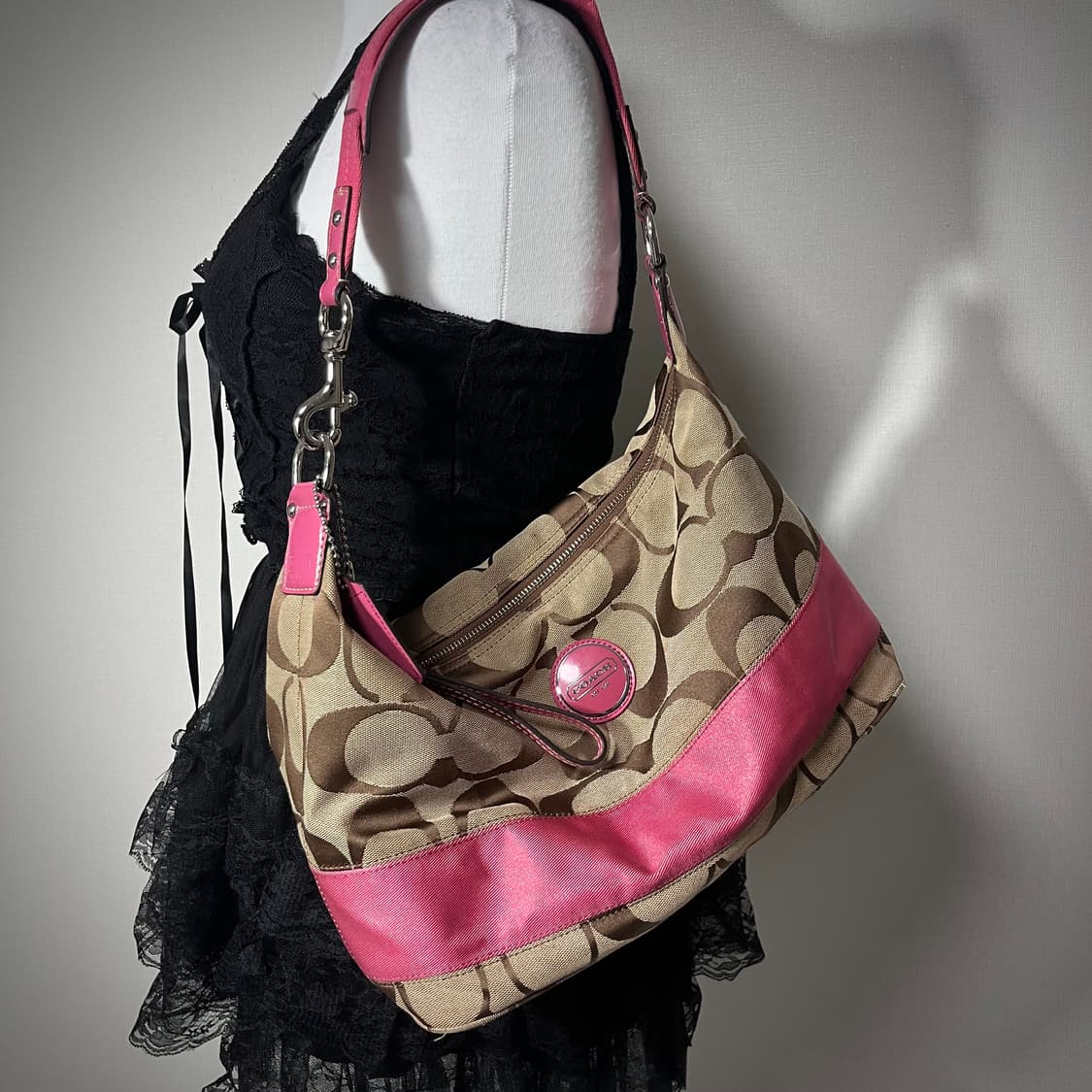 coach 코치 시그니처 베이지 핑크 숄더백 갸루 상품이미지2