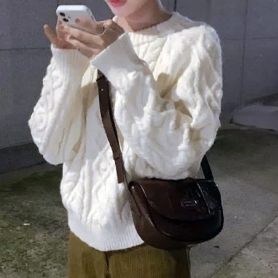 니어웨어 언유즈얼리(UNUSUALLY) 케이블니트 프리사이즈 새상품 상품이미지2