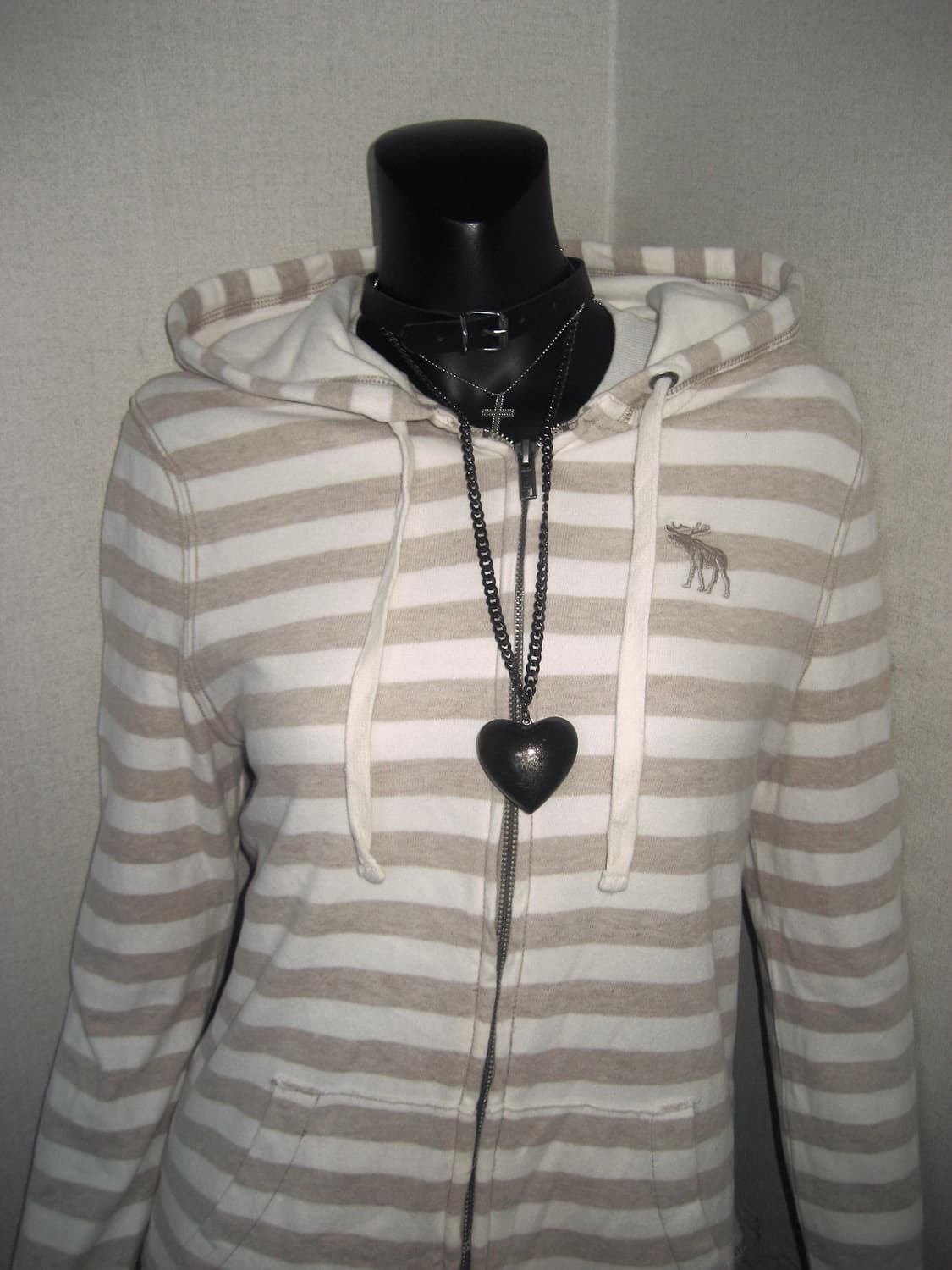 아베크롬비 밀크티 베이지 스트라이프 투지퍼 후드집업 y2k 상품이미지7