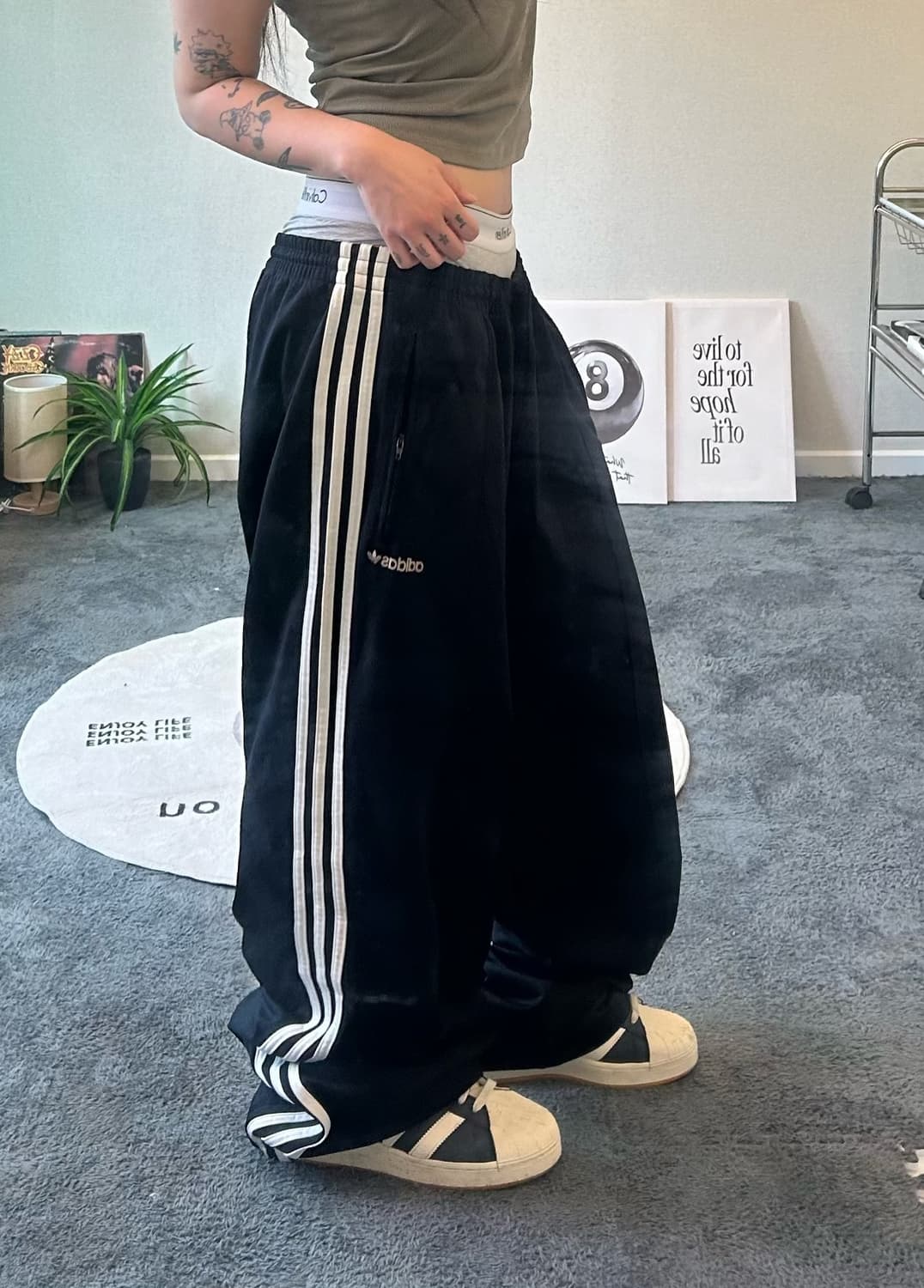 90s ADIDAS 스펠로고 올드스쿨 져지 트랙팬츠 상품이미지1