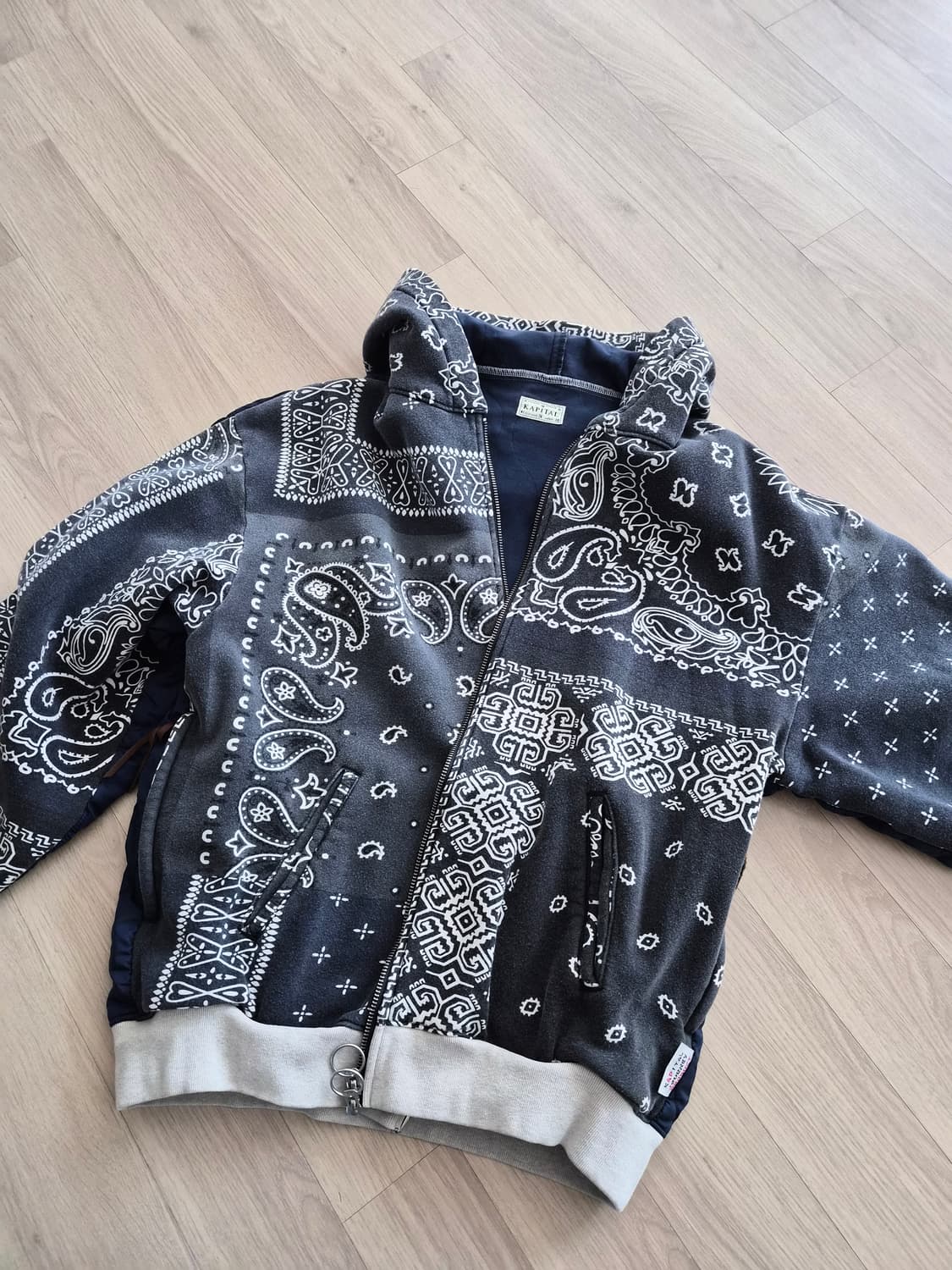 Kapital 캐피탈 반다나 후드 플리스 블루종 블랙 상품이미지2