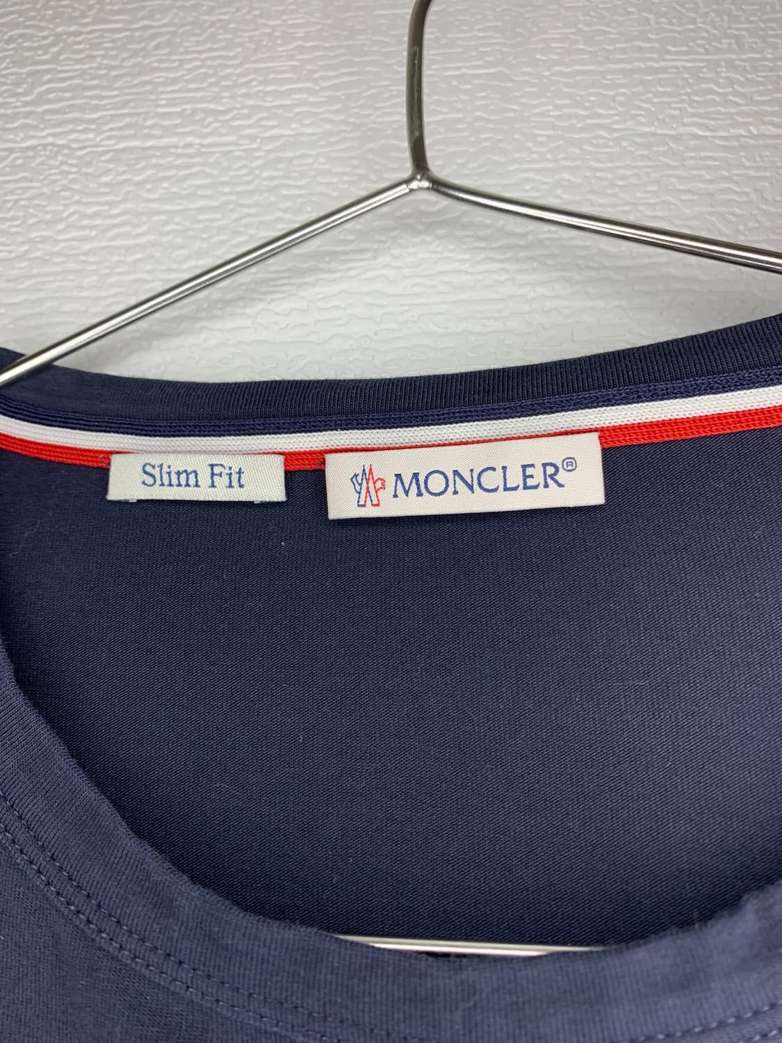 (Moncler) 몽클레어 삼색 반팔 슬림핏 티셔츠 (네이비 색상)(m) 상품이미지5