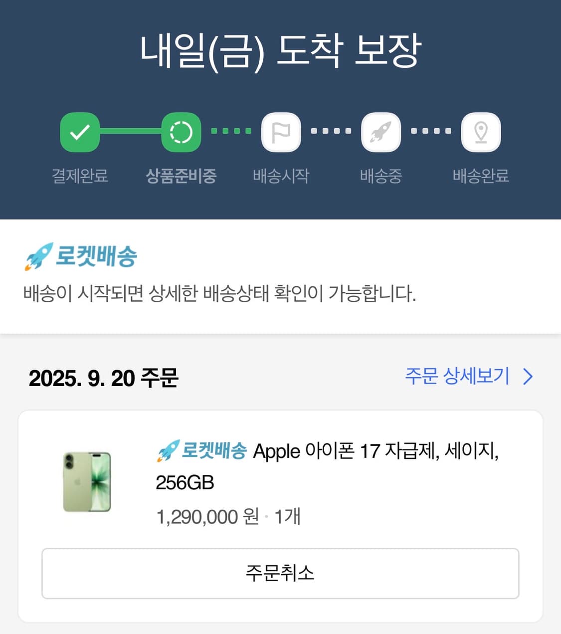 아이폰 17 블랙 / 세이지 내일도착 금요일 로켓배송 배송지변경가능 상품이미지1