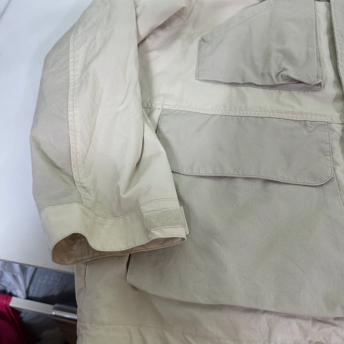 L-XL 흐앤므 H&M 오버핏 라이트베이지 밑단스트링 코튼 야상자켓 상품이미지2