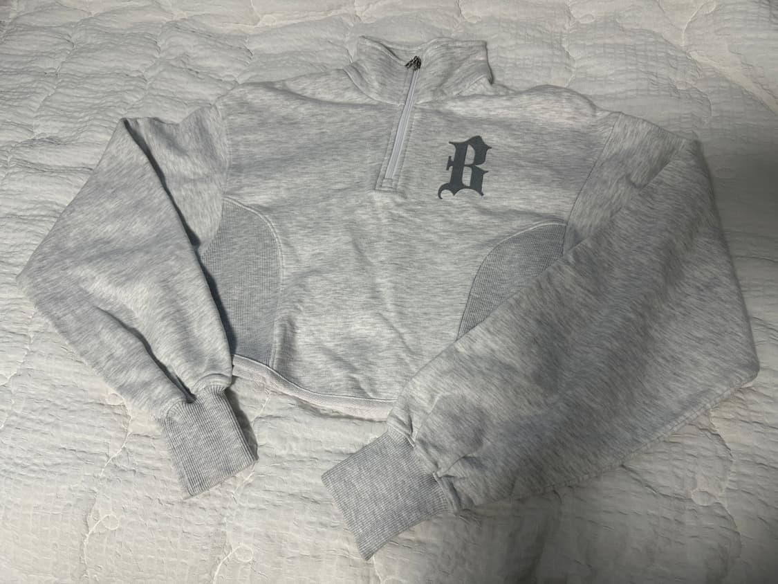 배디 크롭 반집업 맨투맨/그레이/m 상품이미지6