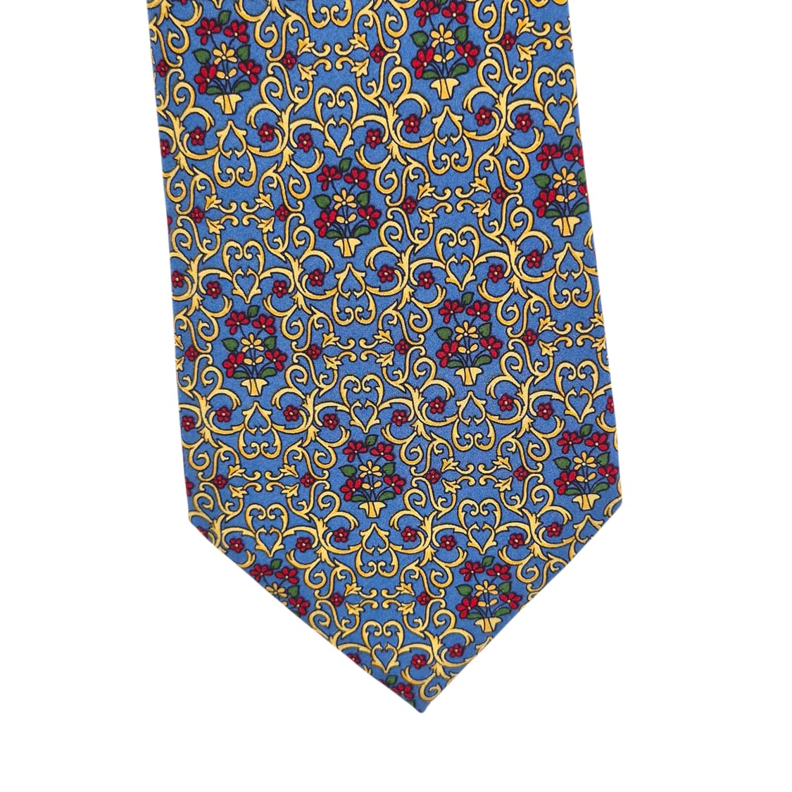 90s 프랑스 니나리치 실크 꽃바구니 넥타이 상품이미지1