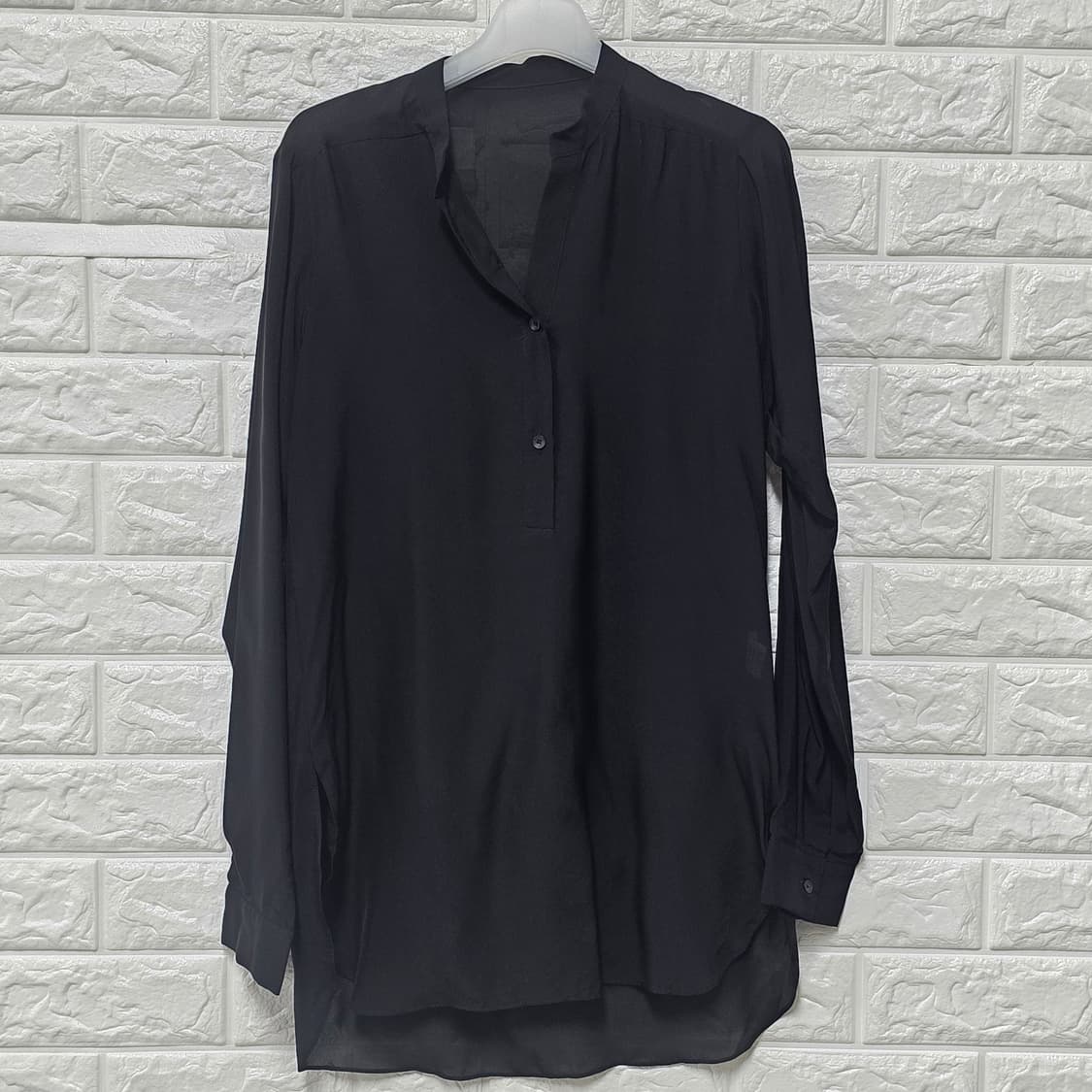 택포) M 한섬 시스루 블랙 블라우스  상품이미지1