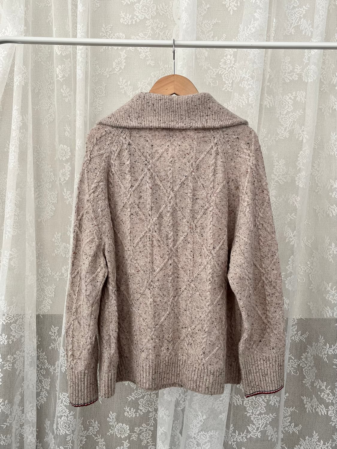 S) 타미힐피거 보카시 하프집업 케이블 니트 베이지 상품이미지2