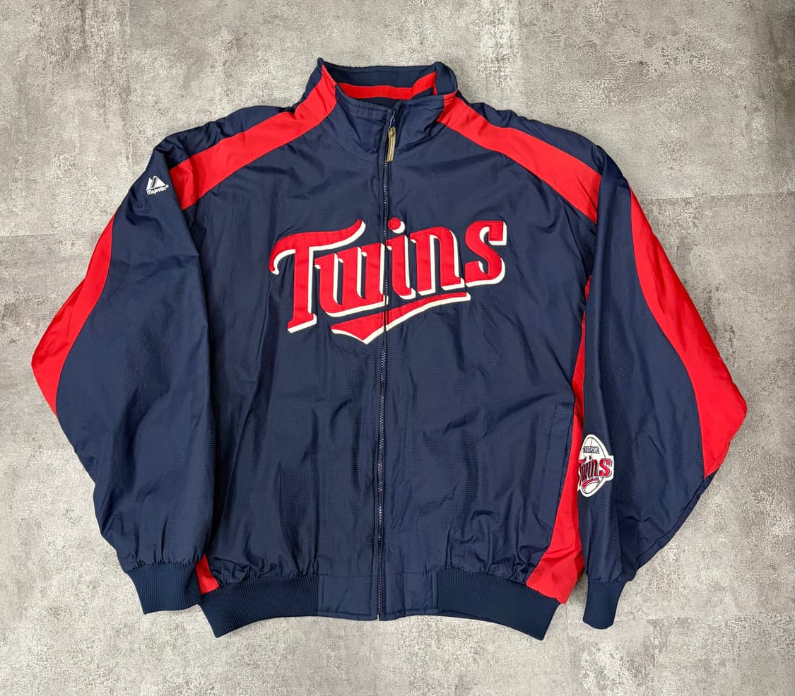 90s 마제스틱 미네소타 트윈스 야구 점퍼 네이비/레드 상품이미지1