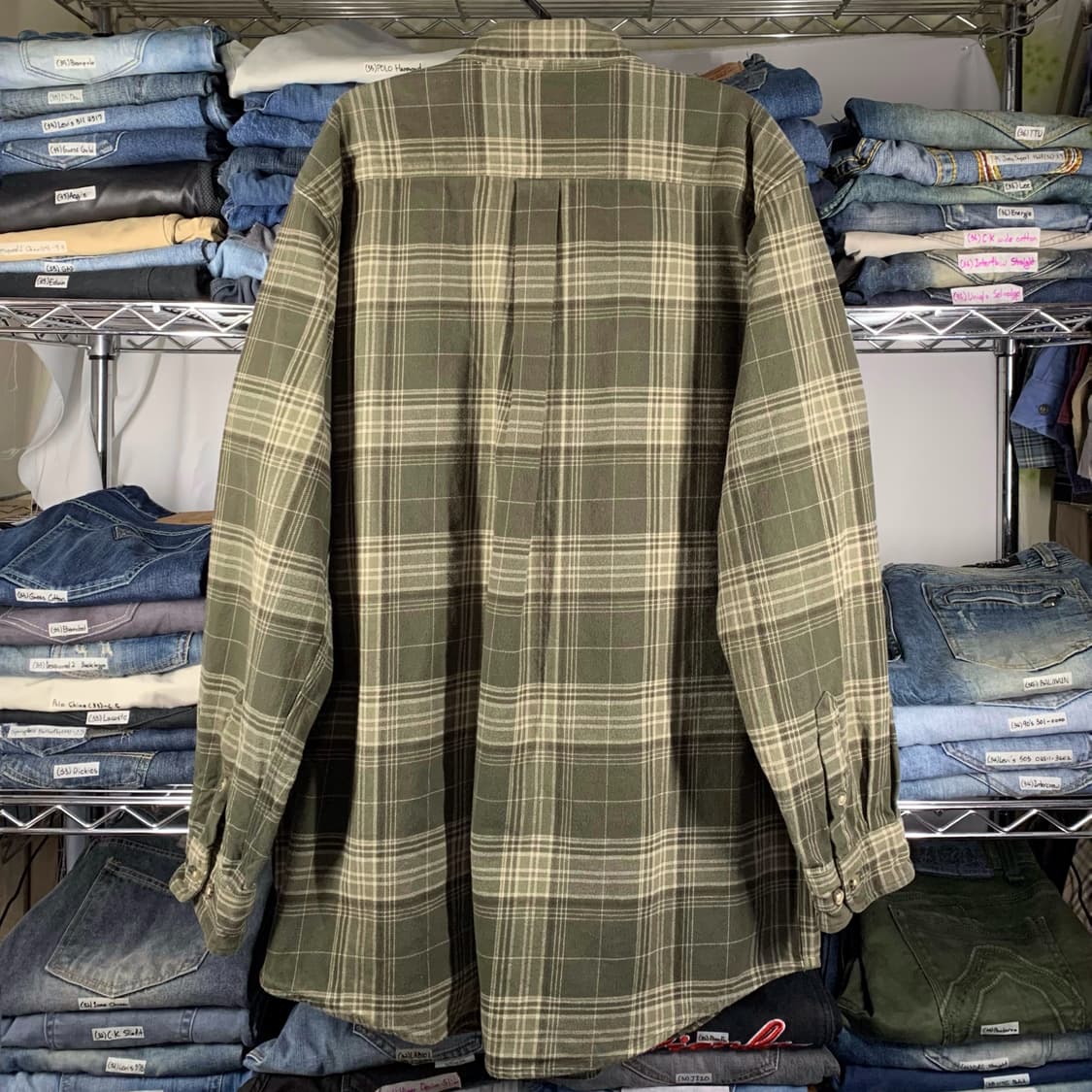 [L] 00's 칼하트 헤비코튼 타탄체크 플란넬 워크셔츠 상품이미지3