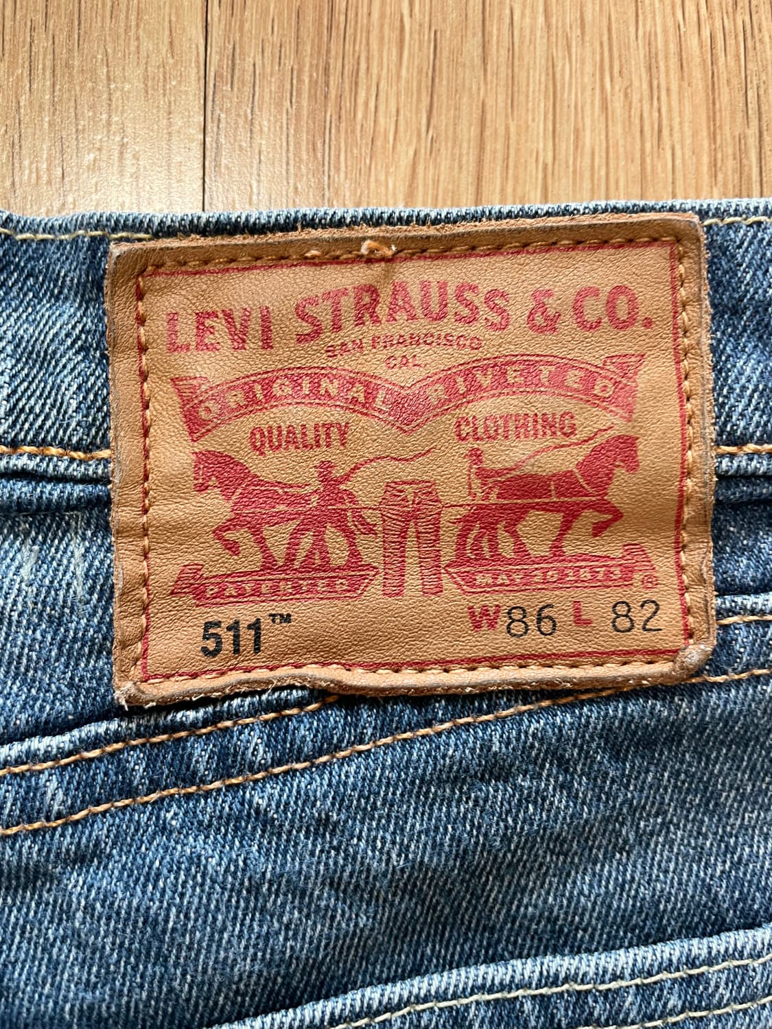 리바이스 511 데미지 가공 콘밀 화이트 오크 원단 데님팬츠 청바지 상품이미지4