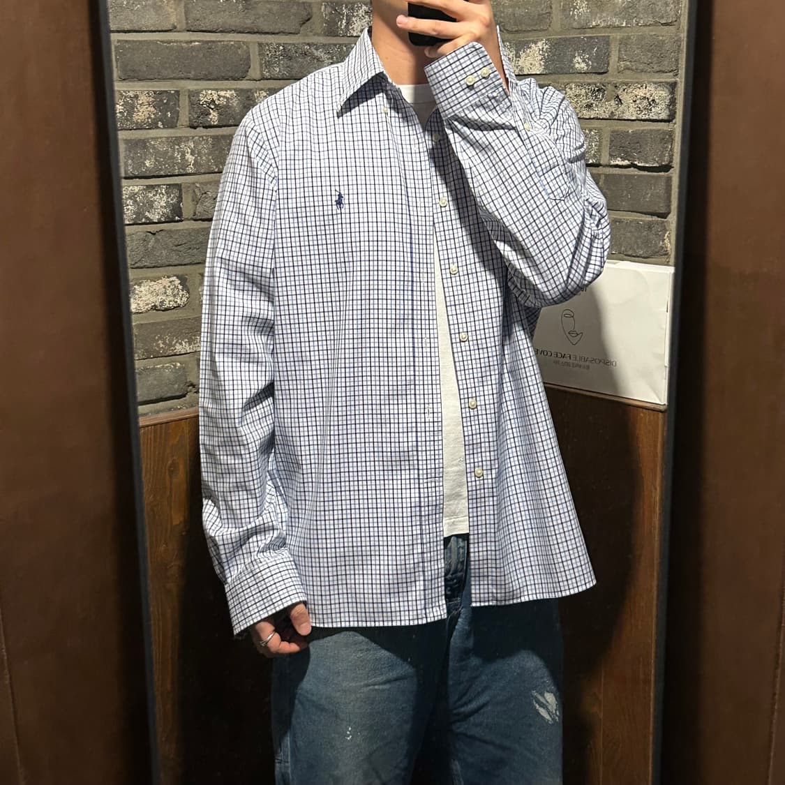 XL) 폴로 랄프로렌 블루 체크 포플린 셔츠 상품이미지8