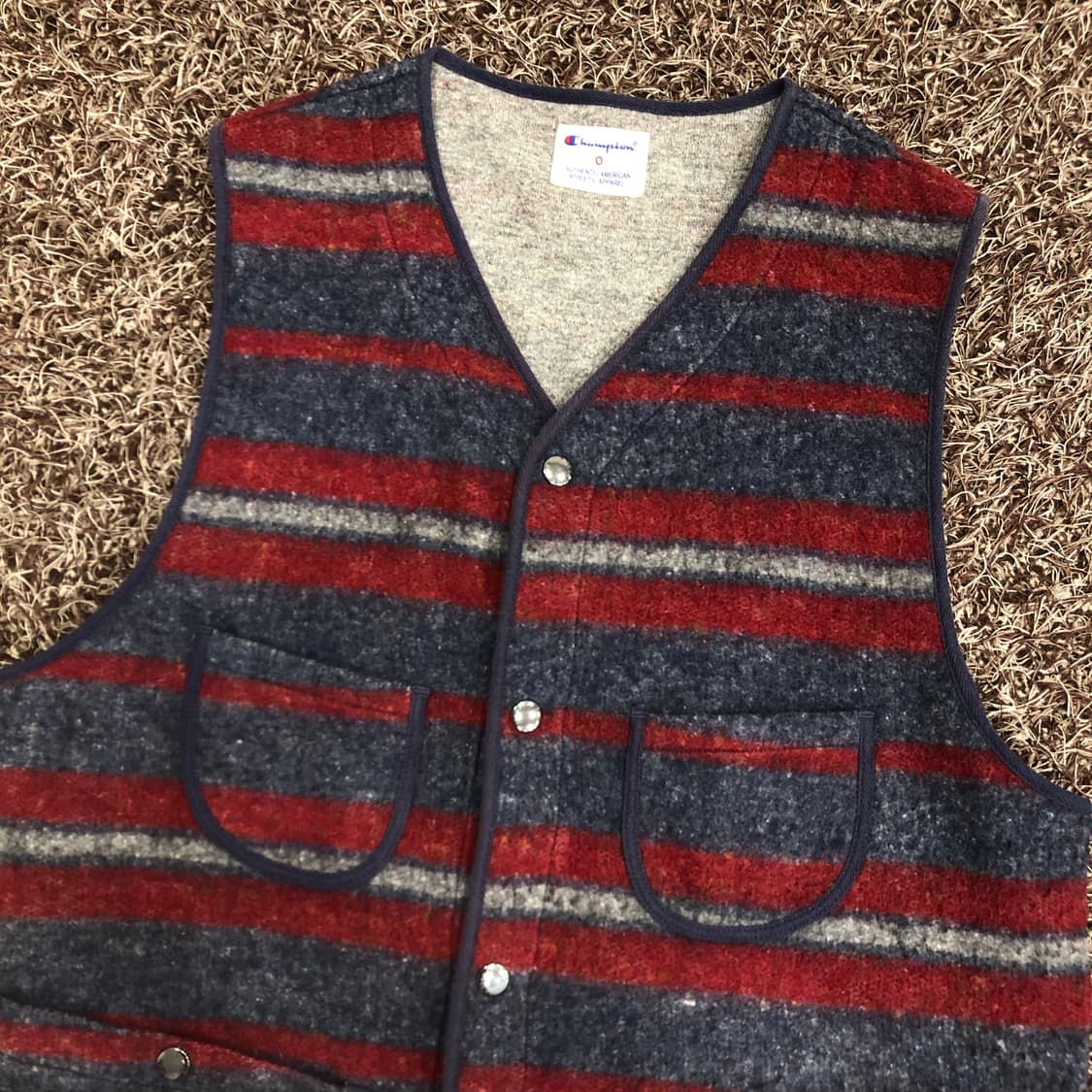 챔피온 재팬 멀티컬러 쿼드포켓 스트라이프 베스트 상품이미지2