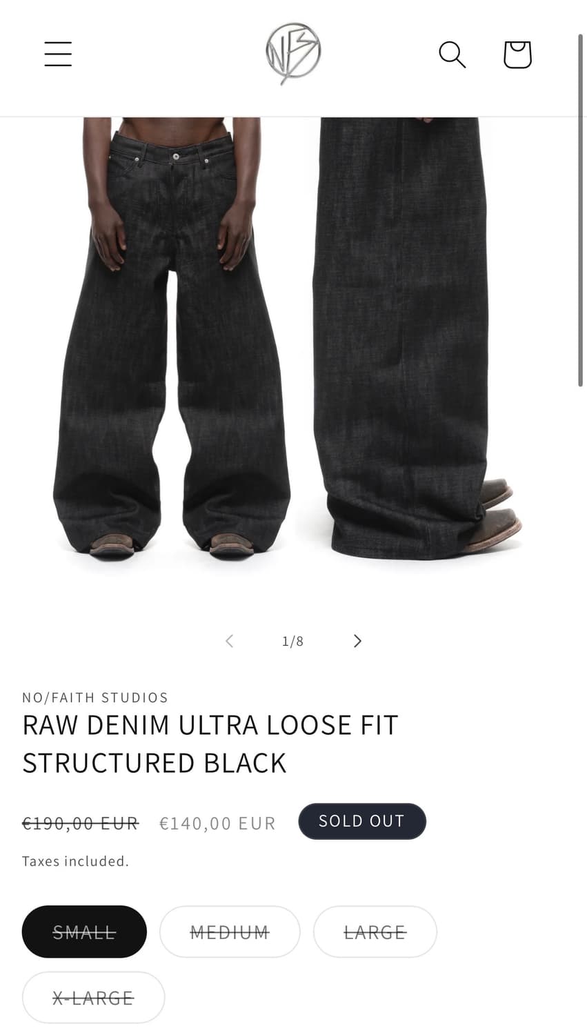 RAW DENIM ULTRA LOOSE FIT STRUCTURED BLA 상품이미지1