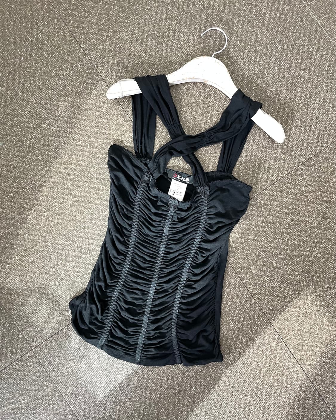 MORGAN shirring ribbon top 상품이미지1