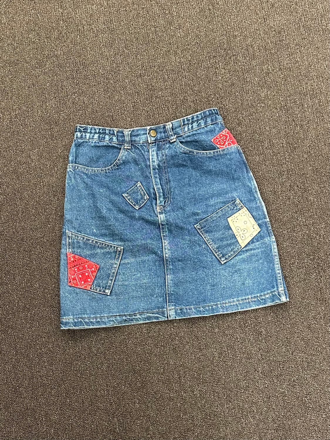 OS)Meli Melo vintage 패치워크 데님 미니 스커트 상품이미지1