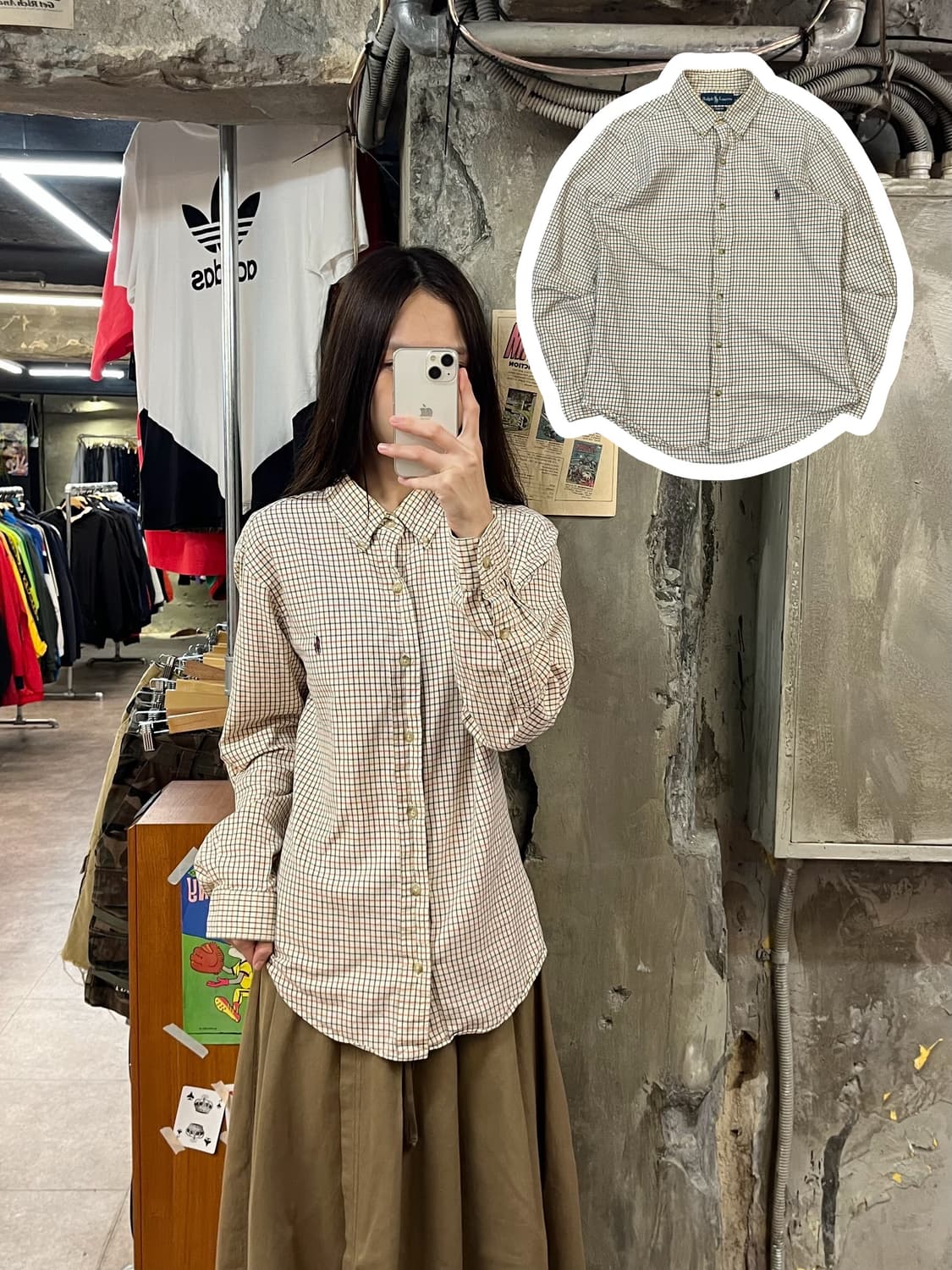 폴로 랄프로렌 체크 셔츠 아이보리 M #csz1288 상품이미지1