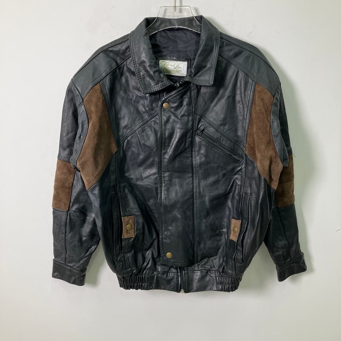 VTG 빈티지 가죽 스웨이드 배색 봄버 자켓 상품이미지1