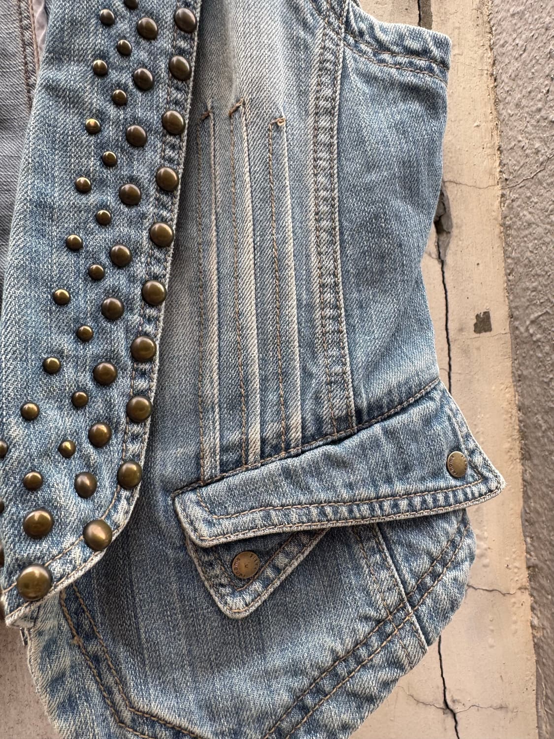 Punk stud denim vest 상품이미지5