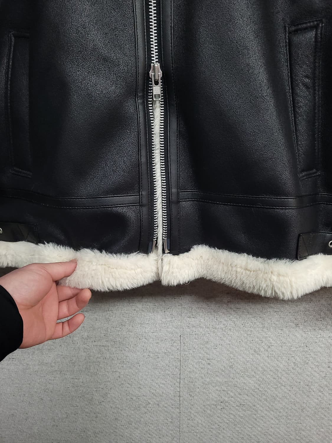 도프제이슨 하프넥 무톤 무스탕 자켓 상품이미지5