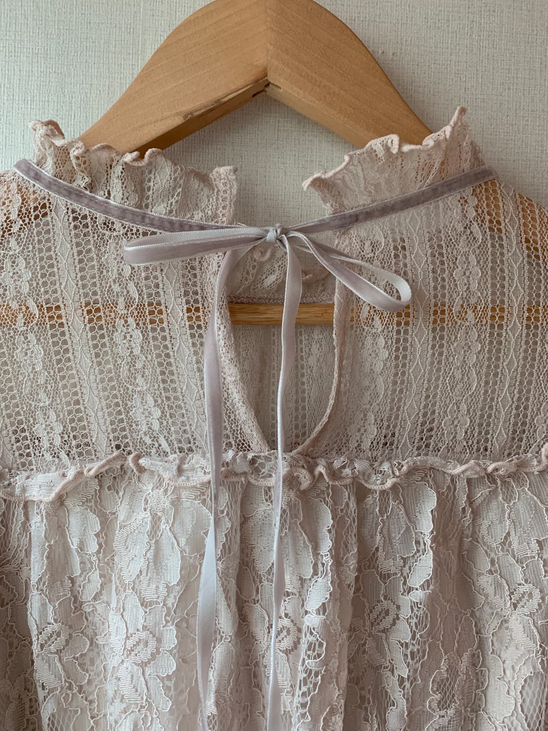 frill lace velvet ribbon blouse 상품이미지6
