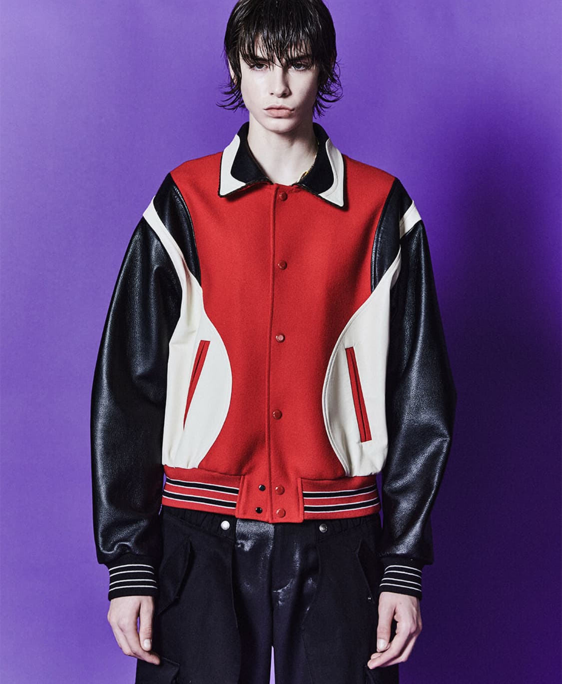 새상품(S)앤더슨벨 로빈 바시티 자켓 레드 상품이미지6