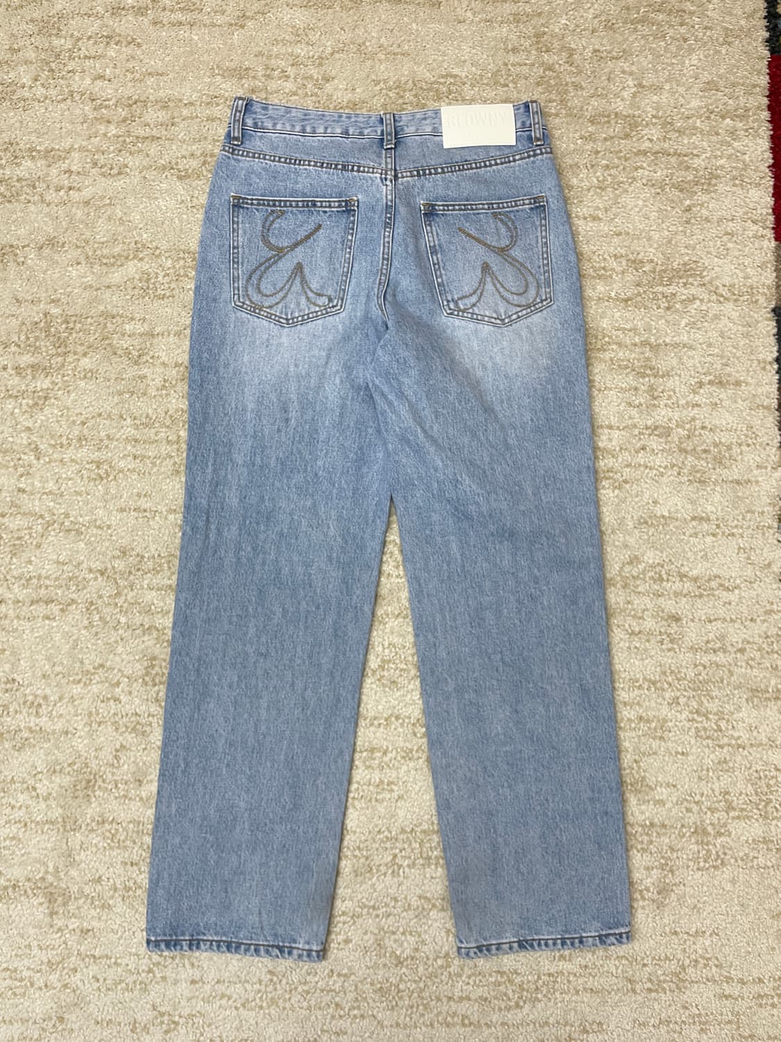 [M] 글로니 로우 연청바지 라이즈, 릴렉스 루즈 핏 데님 팬츠  상품이미지3