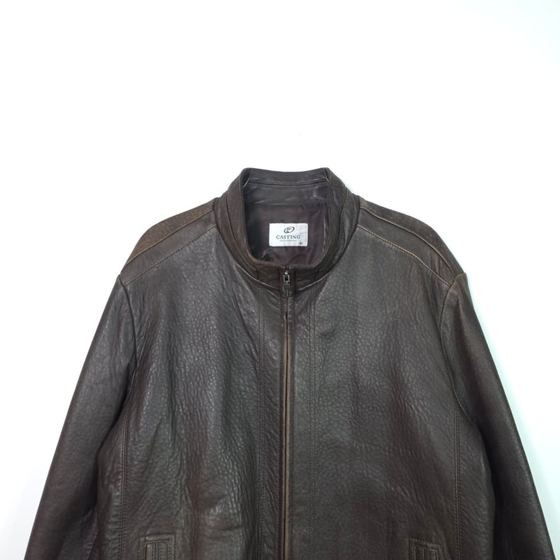 CASTING 딥브라운 텍스처 리얼 레더 집업 자켓 XL 상품이미지3