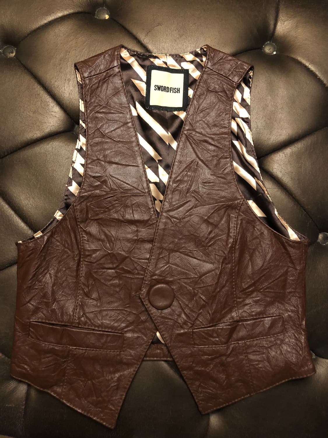 Vintage 빈티지 브라운 가죽 조끼 상품이미지1