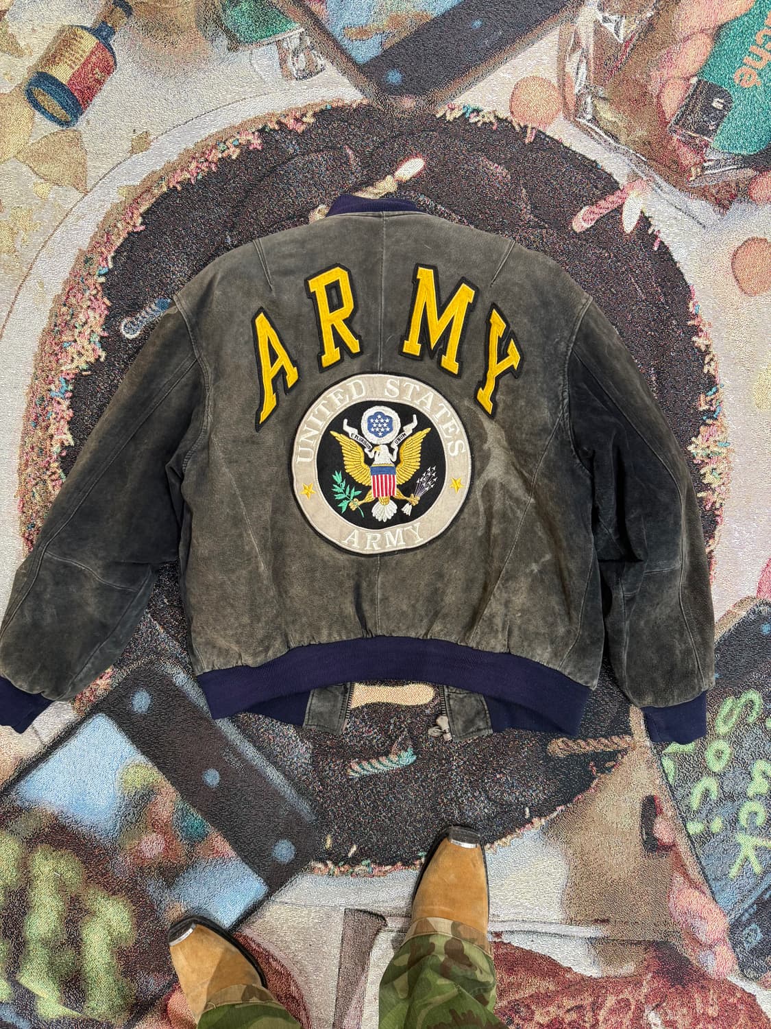 돈피 가죽 빈티지 봄버 자켓  상품이미지1