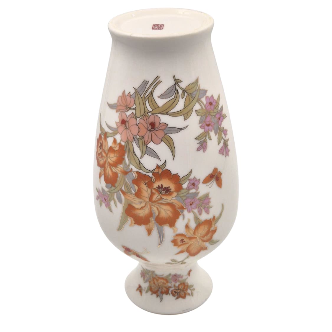 80s 메이토 금채 플로랄 나비 백자 화병 상품이미지5