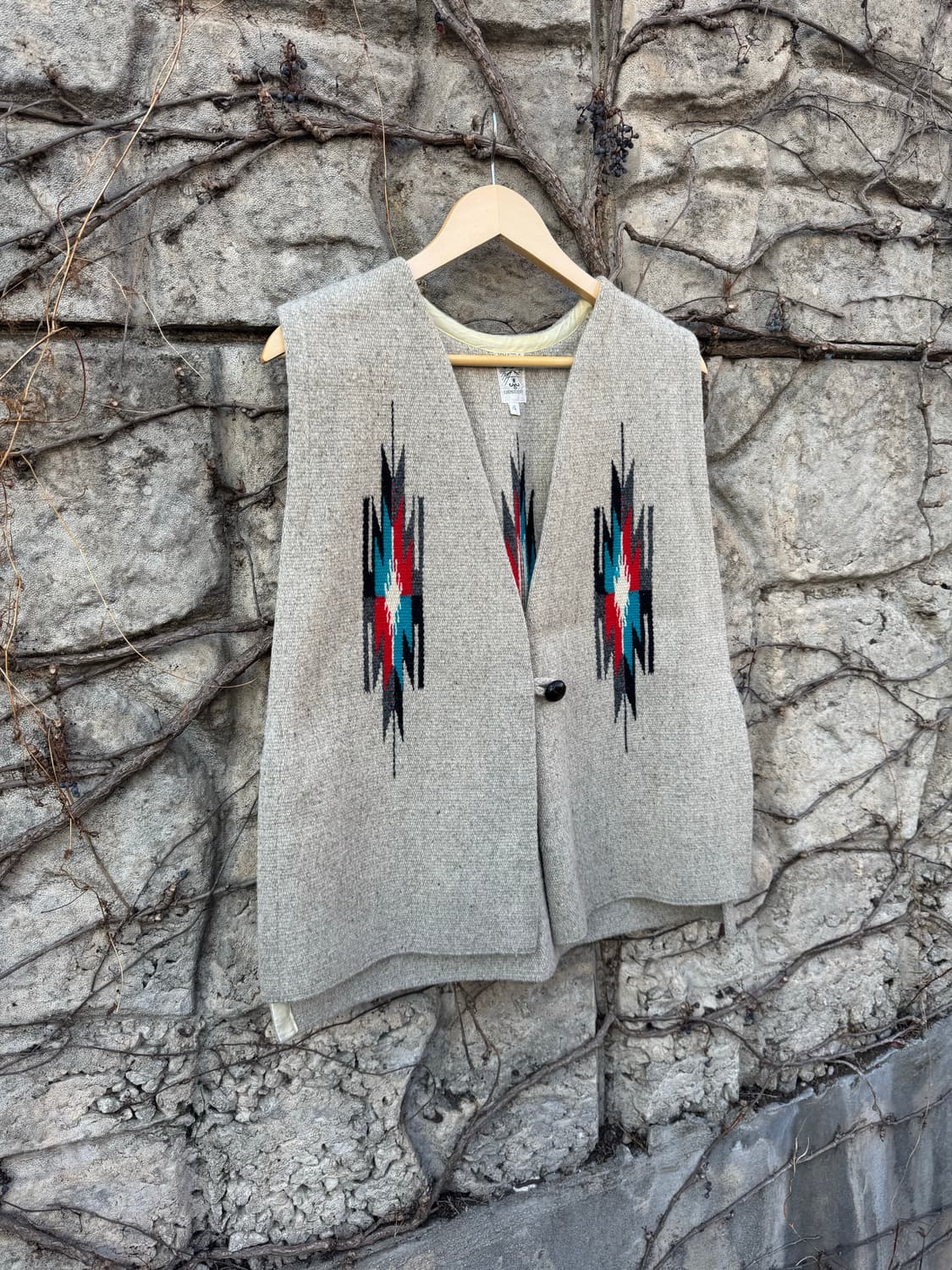 오르테가 핸드 우븐 울 치마요 베스트 옆트임 그레이 웨스턴 네이티브 조끼 상품이미지3