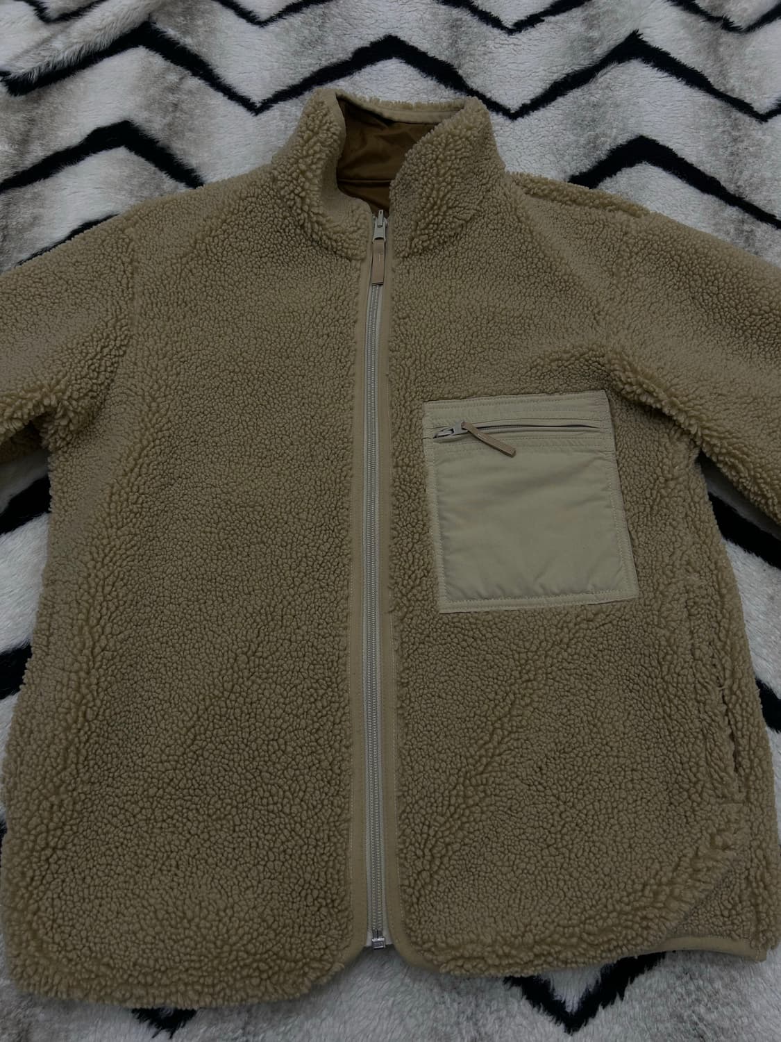 [M]유니클로 양면 쉐르파 패딩자켓/브라운베이지 상품이미지4