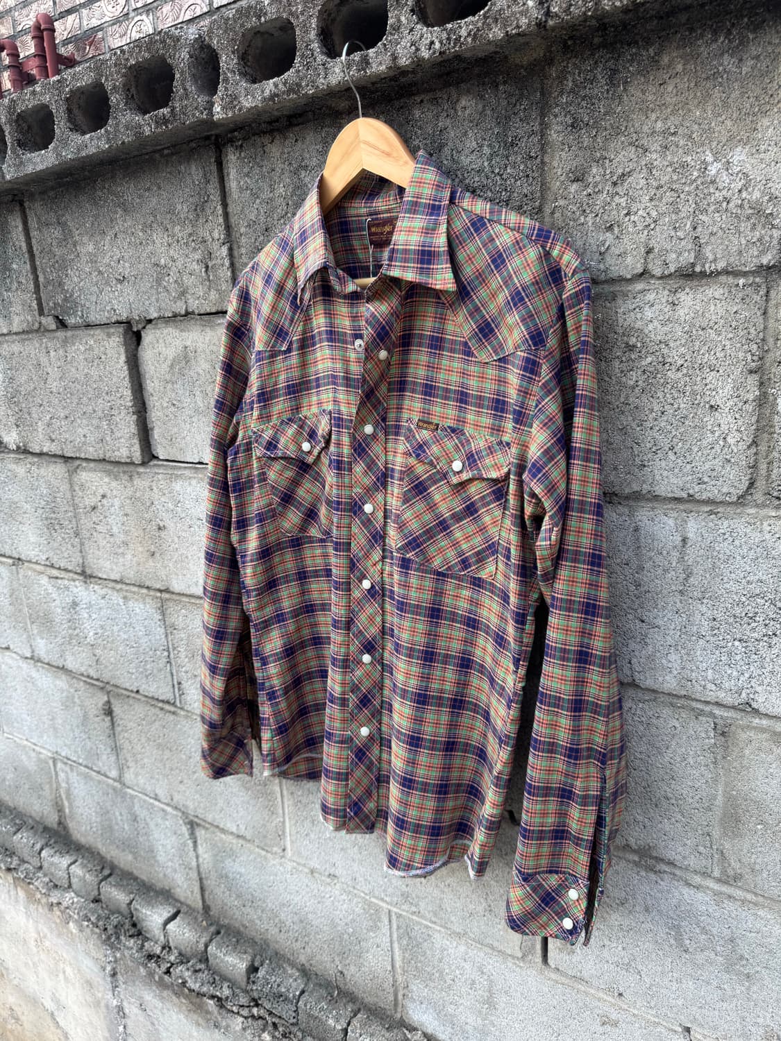80s 랭글러 빈티지 체크 웨스턴 셔츠 m 상품이미지3