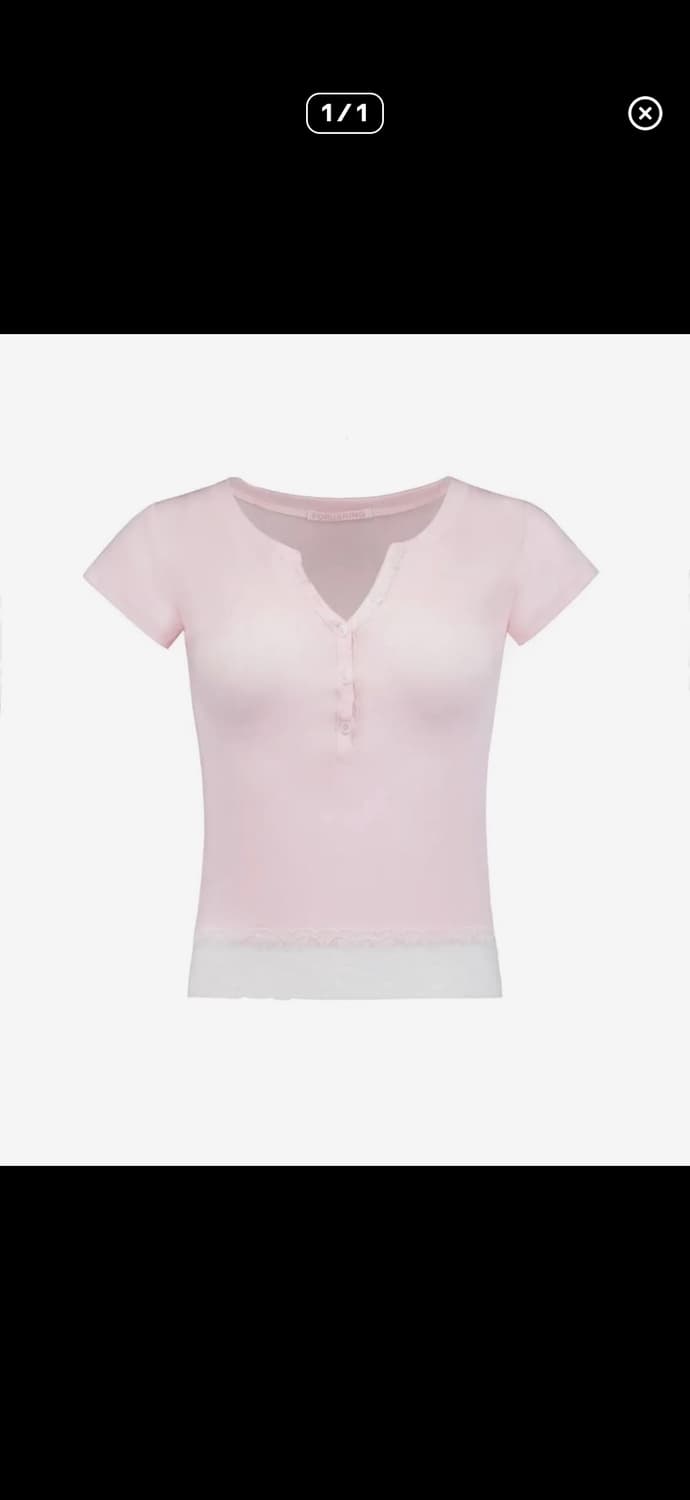 Baby powder lace tee (pink) 상품이미지1