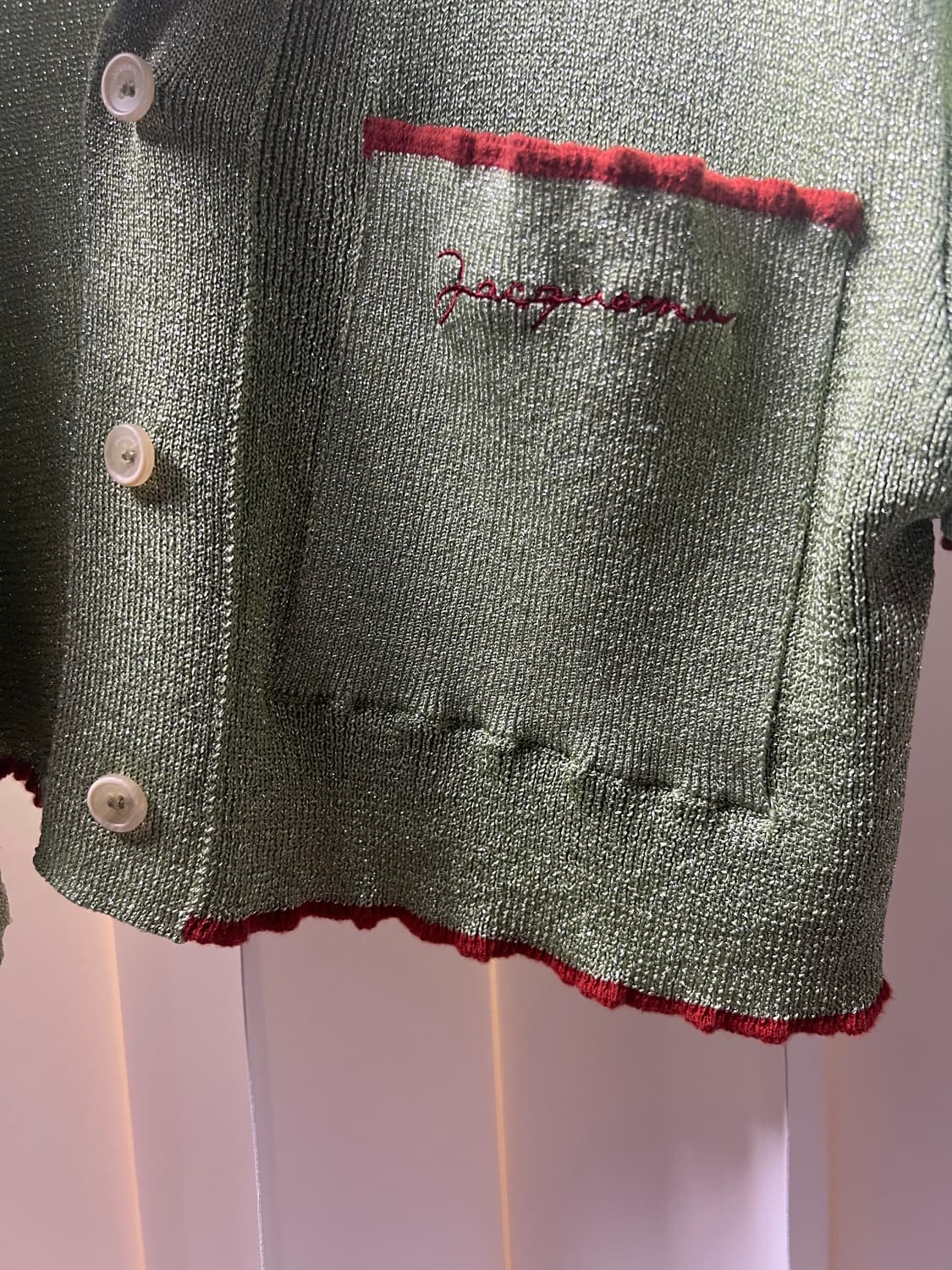 자쿠무스 반팔 니트 가디건 green 상품이미지4