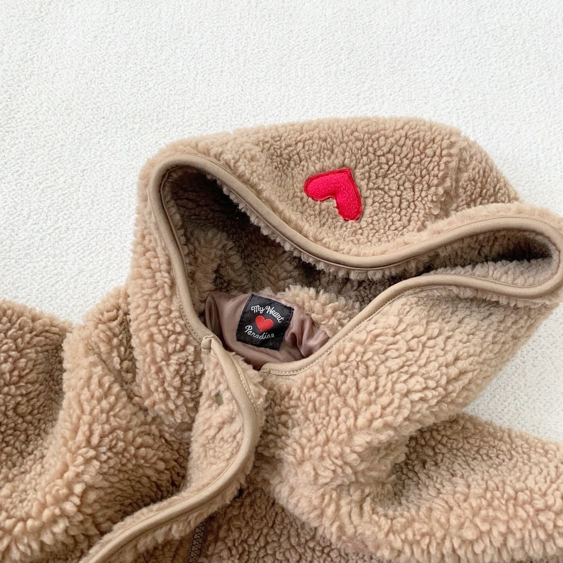 하트 뽀글이 양털 후드집업 상품이미지3
