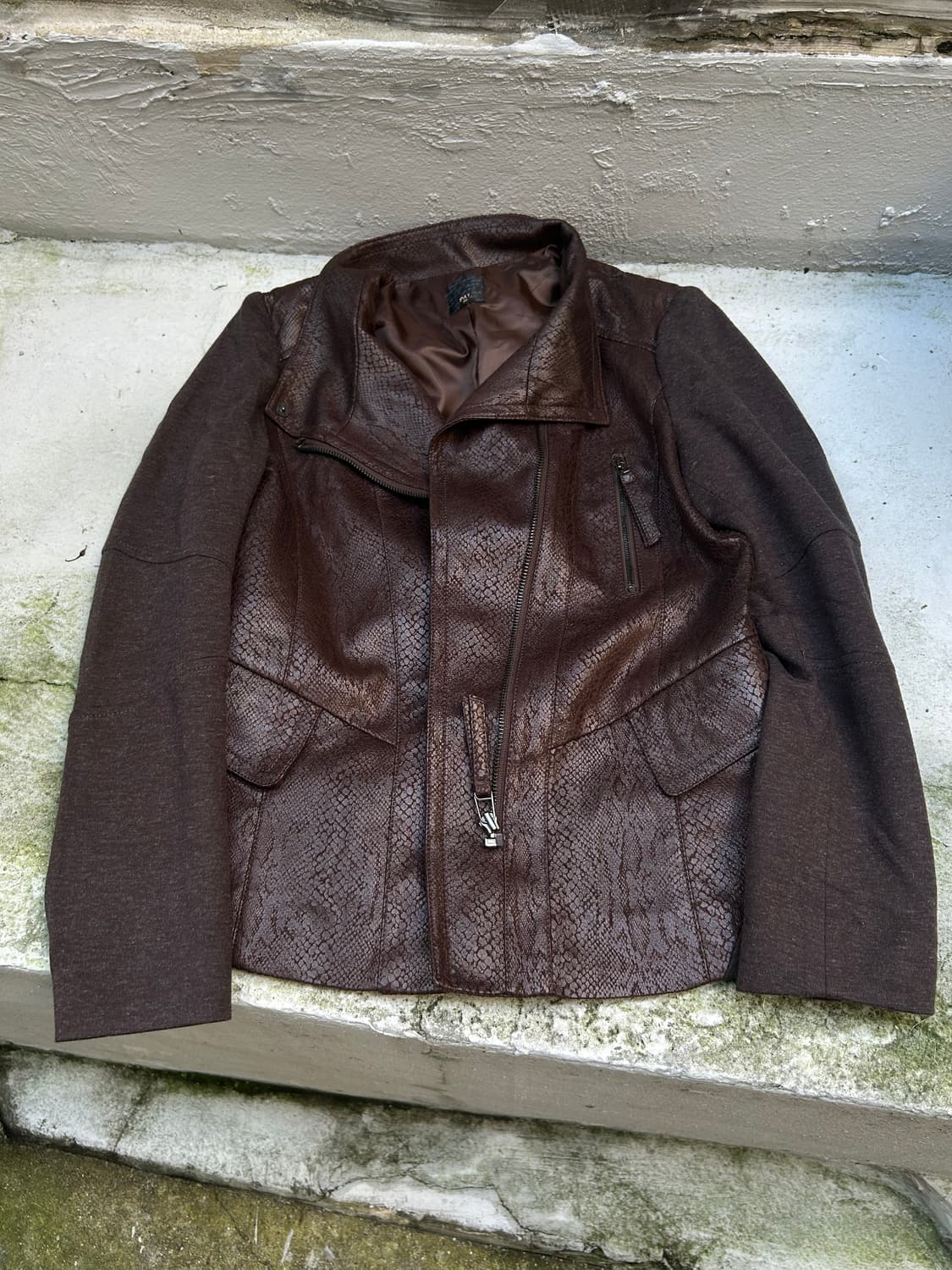 00s Vtg v-kei 브라운 파이톤 라이더 자켓  상품이미지3