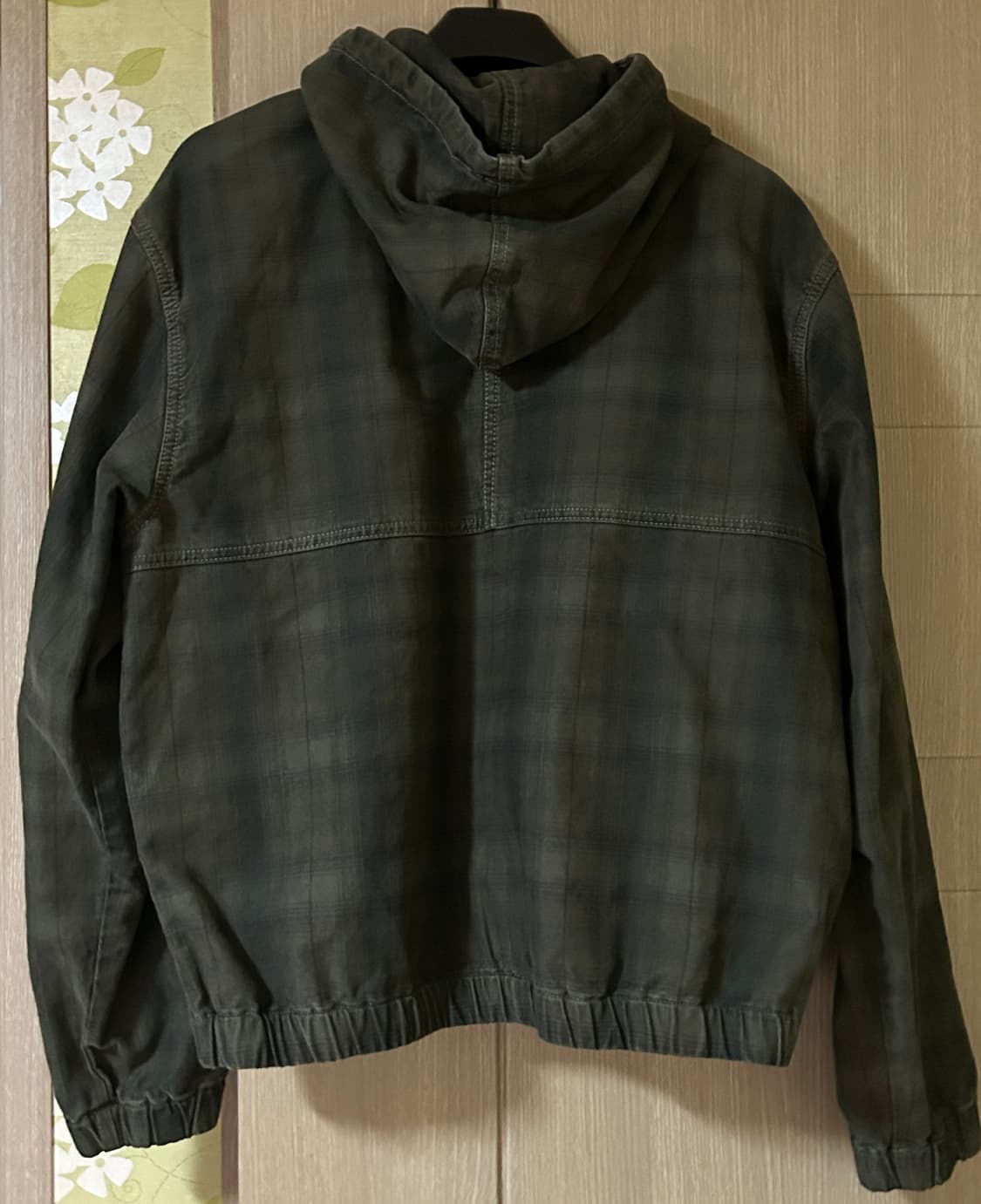 (m) 스투시 언라인드 플레이드 워크 자켓 올리브 상품이미지4