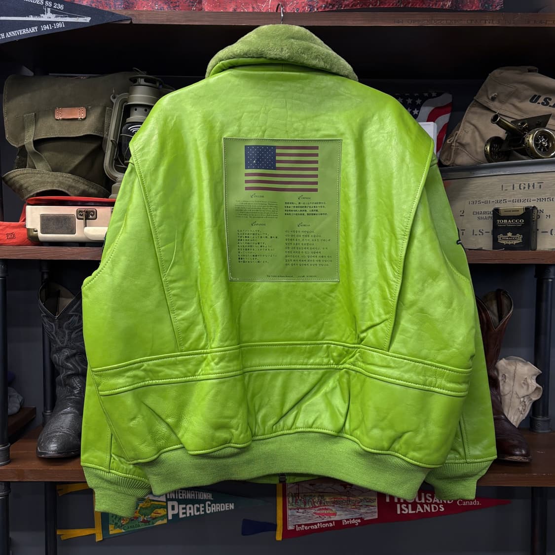 00s TOPGUN TYPE G-1 플라이트 레더 봄버자켓 그린 N526 상품이미지2