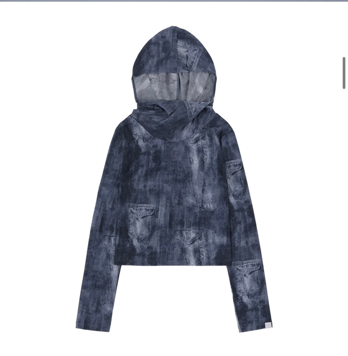 팬시클럽 데님 시스루 워싱 카울 후드 (에스파 윈터 착용) 상품이미지2