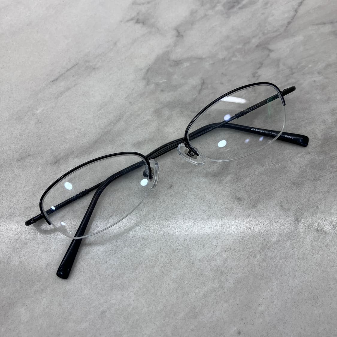 C76 ENDORPHIN 빈티지 블랙 오벌 반무테 안경 상품이미지1