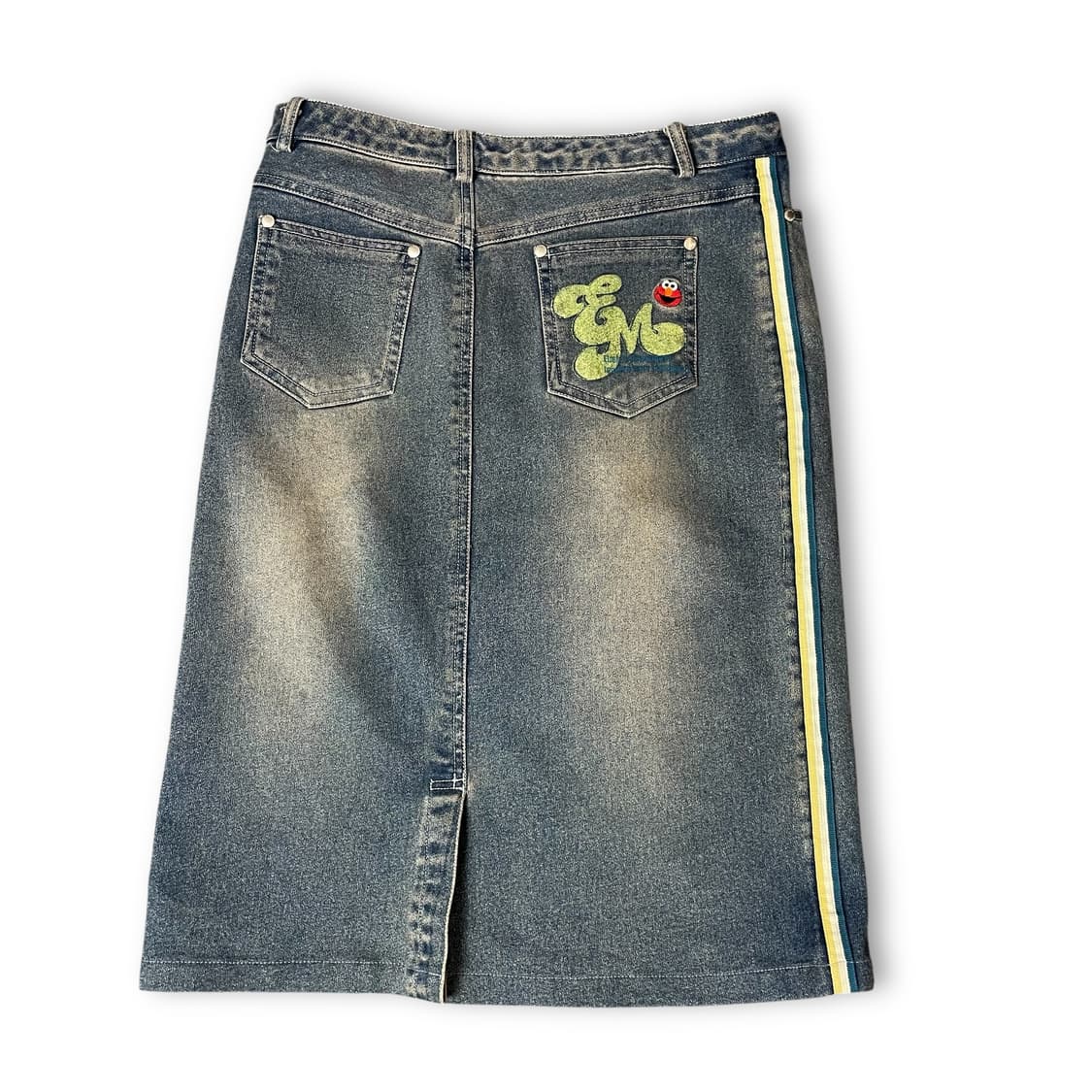 (29) 빈티지 중청 워싱 라인 미디 데님 스커트 상품이미지2