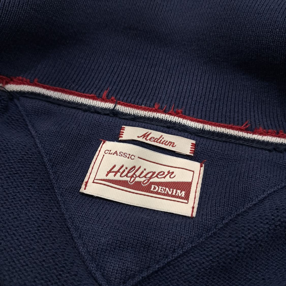CL280 M 타미힐피거 00s 사이드립 풀집업 네이비 니트 스웨터 상품이미지5