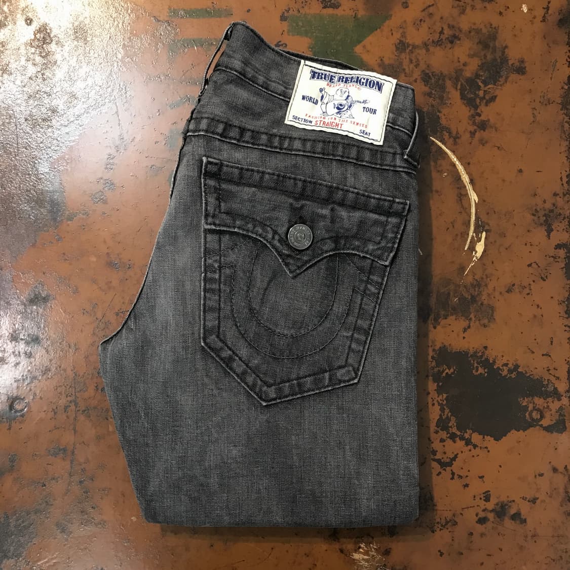 USA 트루릴리전 흑청 로우라이즈 부츠컷 데님 팬츠 허리 32 사이즈  상품이미지1