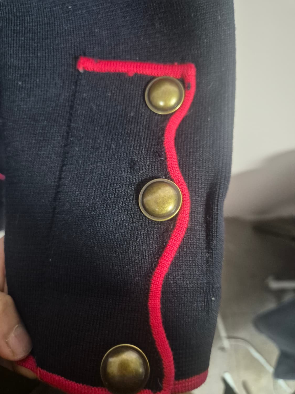 자라 네이비 레드 배색 롱 코트 상품이미지7