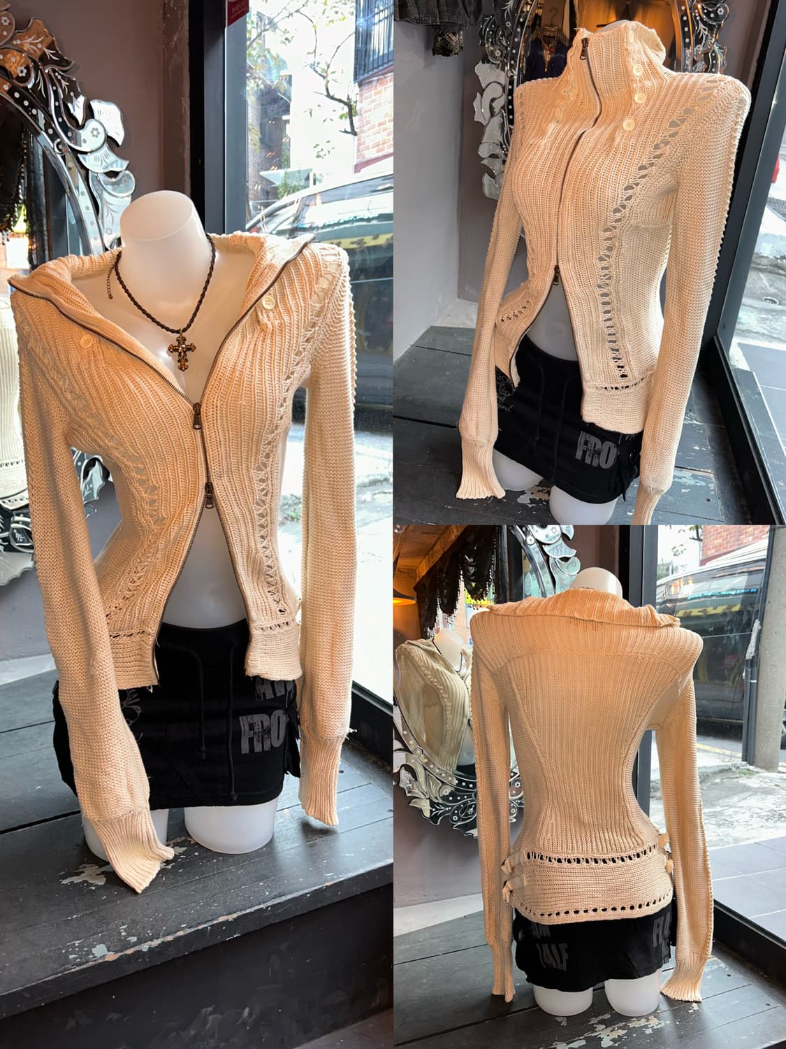 그런지 니트 투웨이 집업 갸루y2k펑크 상품이미지5