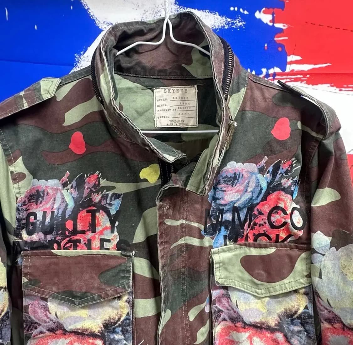 빈티지 레어템 밀리터리카모 플라워 야상자켓L100 상품이미지4