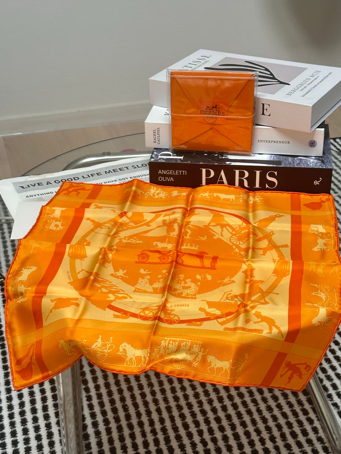 에르메스 쁘띠 스카프 오렌지 상품이미지3